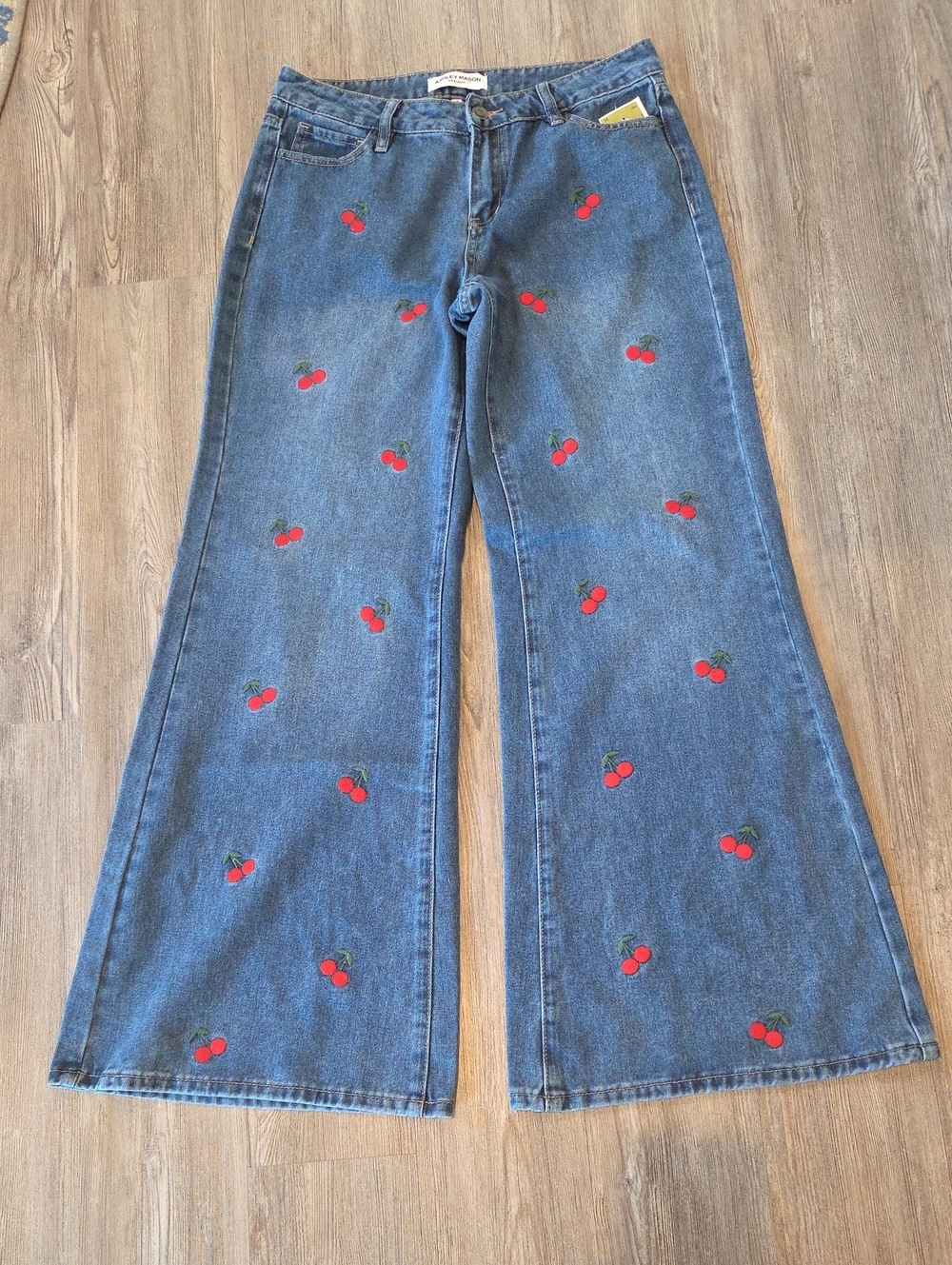 New Ashley Mason Premiym Womens Jeans Blue Size 7/28 Wide Leg Cotton Blend